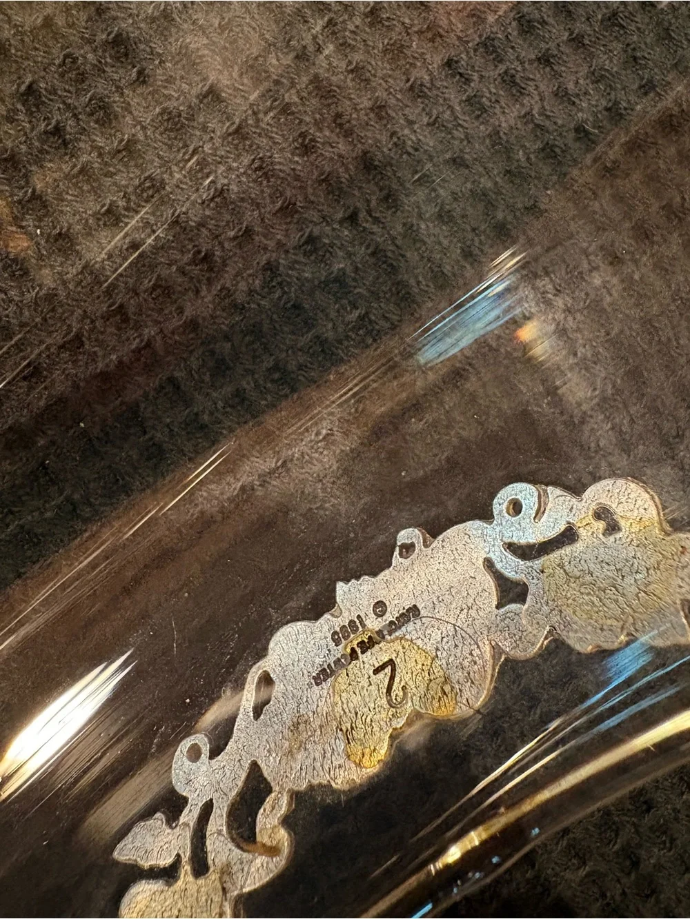 Clear Glass Decorative Bowl with Silver Accent